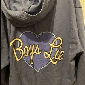 BOYS LIE (!) Blue hoodie with heart and angels. OSO, but fits like a Large.